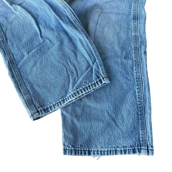 Vintage Carhartt Denim Bib Overalls Thrashed Destroyed Work Grunge 38x27 READ - Picture 12 of 16
